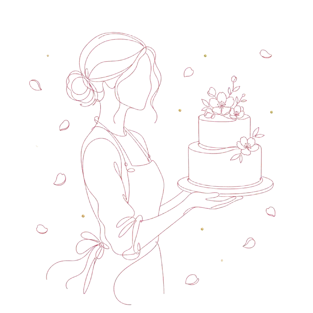 Isha, the baker behind Sweet Bloom Bakery, with a floral cake