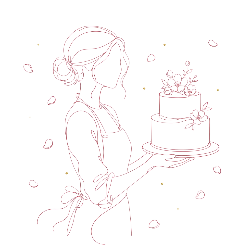 Isha, the baker behind Sweet Bloom Bakery, with a floral cake