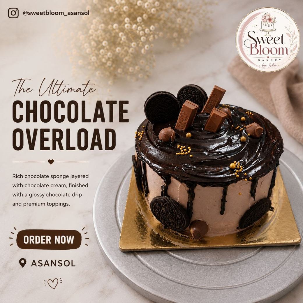 Chocolate overload cake with KitKat, Oreo and gold pearls — Asansol