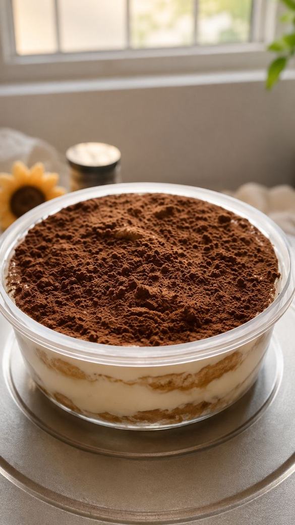 Tiramisu tub with a thick cocoa dusting — Asansol